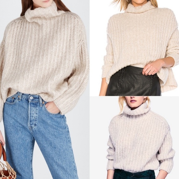 FREE PEOPLE Pearl Fluffy Wool Blend Slouchy Sweater NWT - Picture 4 of 9